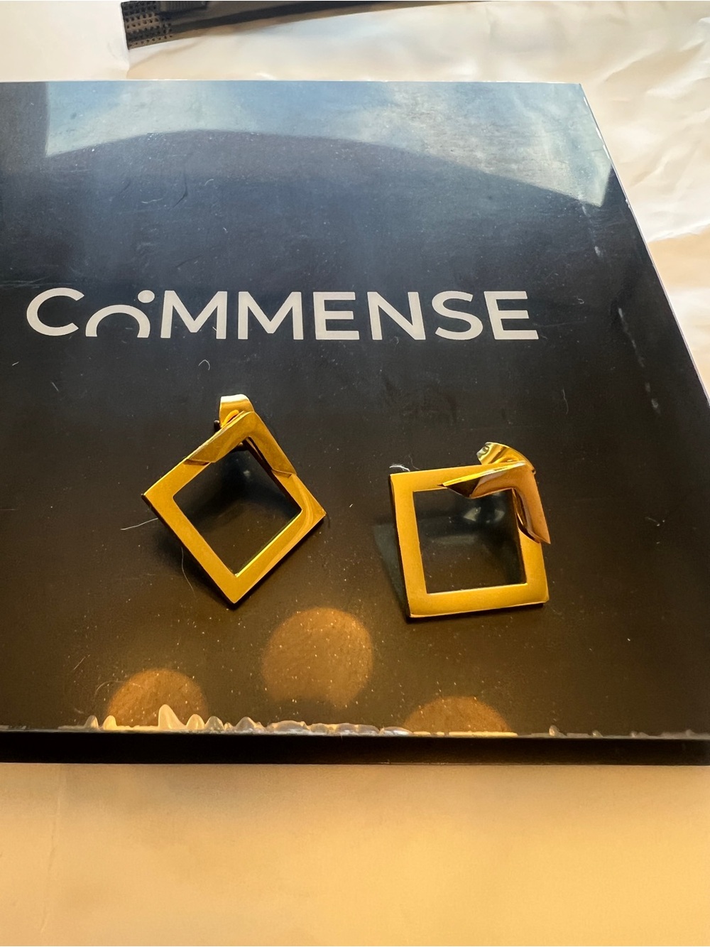 COMMENSE Square Geometric Gold Earrings